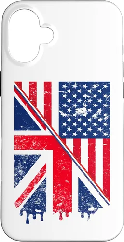 Vista 22 de Funda para iPhone 15 Union Jack y bandera estadounidense para expatriados británicos y estadounidenses