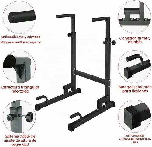 Vista 3 de Barras paralelas de soporte de inmersión, barra de inmersión resistente de 550 libras de capacidad con asas de espuma para ejercicios de fitness