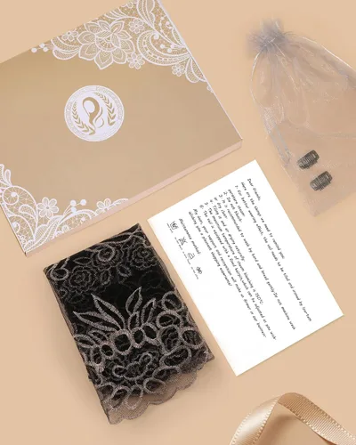 Vista 5 de Bozidol Velo de iglesia triangular tradicional - Estilo español con bordado del Santo Grial de Encaje Mantilla velo para mujer