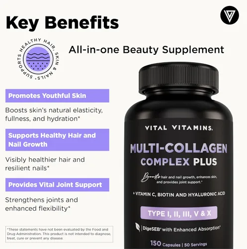 Vista 4 de Vital Vitamins Multi Collagen Complex Plus 150 ct + Creatina Monohidrato Cápsulas 120 ct