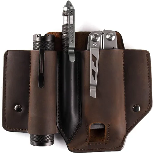 Vista 10 de Gentlestache Funda multiherramienta para cinturón, bolsa multiherramienta, soporte de cinturón de cuero para multiherramienta EDC organizador
