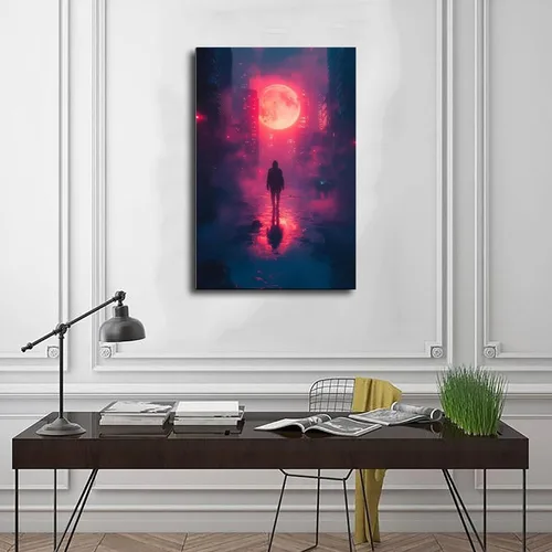 Vista 3 de Vaporwave Glitch Wall Art – Cyberpunk Aesthetic Poster – Retro Futuristic Synthwave Print Poster Canvas Artwork Prints Rustic Farmhouse Decorations