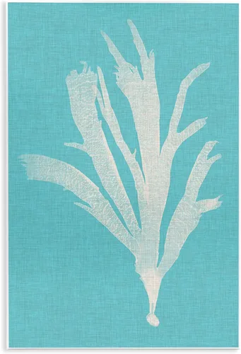 Vista 11 de Stupell Industries 'Coral Seaweed Blue White Beach Design' Placa de pared Sin marco