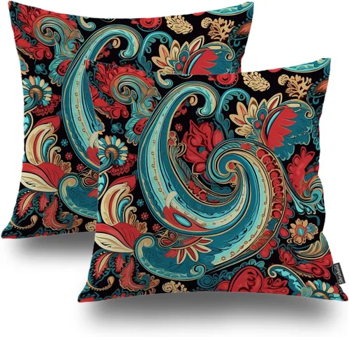 Vista 60 de Shrahala Juego de 2 fundas de almohada de mandala de color beige para exteriores, cuadradas, mandala, para interiores, de lino resistente al agua