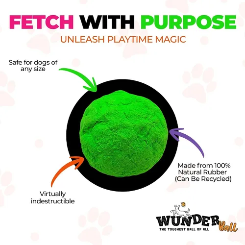 Vista 2 de WACKYwalk'r WUNDERball Juguete de Buscar Duradero para Perros – Pelota de Goma Natural Indestructible, Más Segura que las Pelotas de Tenis, Flota