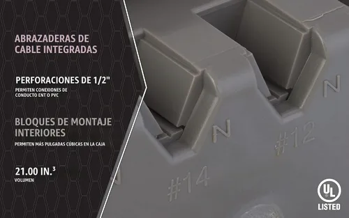Vista 5 de Southwire MSBMMT1G Caja de dispositivo de montaje múltiple de 1 banda con profundidad ajustable; resistente 42 libras