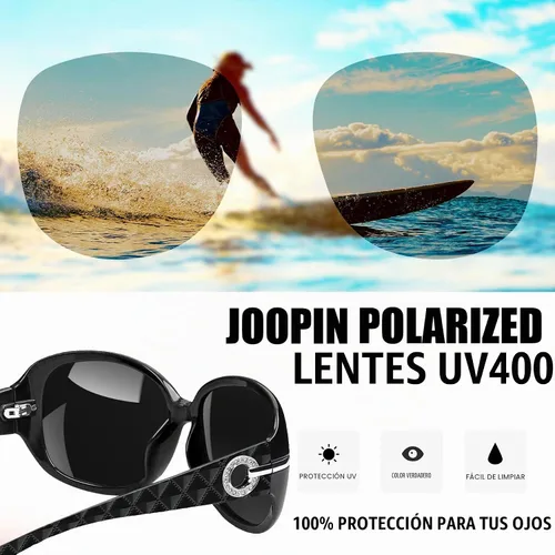 Vista 3 de Joopin Oversized Rectangle Sunglasses UV400 Protection Shades for Women Negro