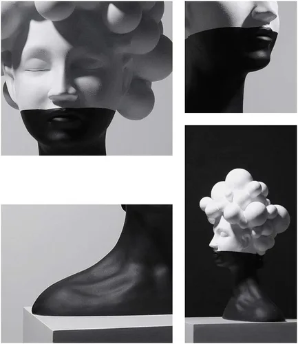 Vista 5 de Feng Chino Shui Estatua Escultura Personaje Decoración Abstracto Mujer Cara Arte Escultura Creativa Resina Meditación Humana Estatua Grande