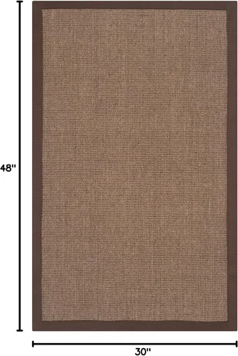 Vista 137 de Alfombra de sisal Safavieh, de color maíz y negro, tejida a mano, de la colección de fibras naturales; 5 x 8 pulgadas, NF441A, Tela, Gris / Gris