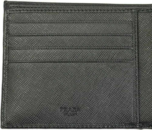 Vista 5 de Prada Billetera de cuero Saffiano azul para hombre 2m0738 Baltico+Nero, Azul (Báltico+nero), Bi-fold