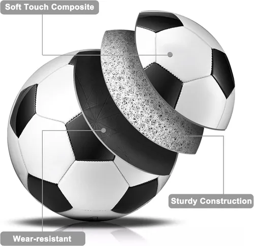 Vista 4 de Paquete de 6 pelotas de fútbol clásicas tamaño 5, pelota de entrenamiento de fútbol, práctica de competencia, pelotas de fútbol con bomba de pelota