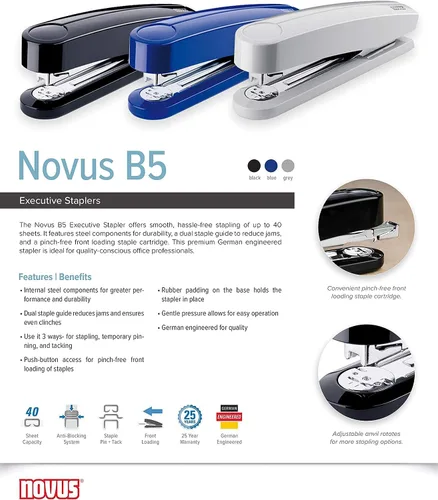Vista 6 de Novus B 5 Executive - Engrapadora de escritorio, color negro