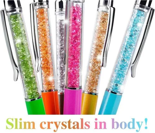 Vista 2 de MengRan Lindos bolígrafos con punta de lápiz capacitivo, bolígrafos de tinta negra 2 en 1 y bolígrafos de cristal delgado para pantallas táctiles