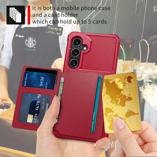 Vista 43 de Funda para Samsung Galaxy S21 Ultra con tarjetero, compatible con soporte magnético para automóvil, resistente a los golpes, resistente, suave, TPU