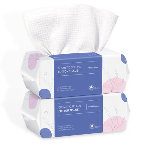 Vista 9 de PoeticEHome Toalla facial desechable Gruesa y absorbente Tejido facial limpio biodegradable Toallitas secas de algodón para limpieza facial