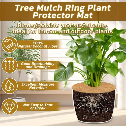 Vista 3 de Legigo 10 piezas Anillos de Mantillo de Fibra de Coco Alfombrilla Protectora de Plantas de Árbol, 6 Pulgadas Anillo de Protección de Árbol de Fibra