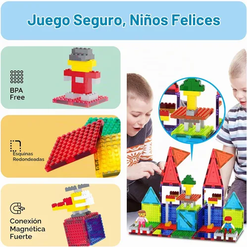Vista 6 de PicassoTiles Bloques de construcción magnéticos Azulejos de ladrillo STEM creativos azulejos magnéticos Set de complementos de construcción Juguete