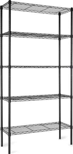 Vista 22 de Amazon Basics Estante organizador ajustable de alambre de acero resistente con 3 estantes para cocina, garaje, 23.2 pulgadas de largo x 13.4