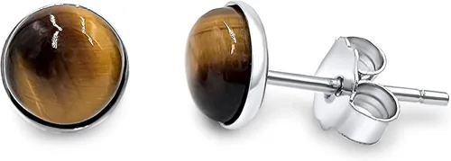 Vista 33 de Pendientes naturales de 0.236 in con chapado en oro blanco sobre plata de ley, bisel cabujón de piedras preciosas regalo de joyería para ella