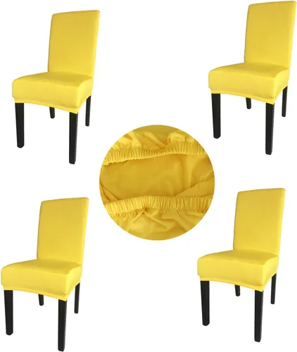 Vista 13 de Paquete de 4 fundas protectoras para sillas de comedor, tela elástica de elastano, lavables a máquina, fundas de asiento extraíbles para el hogar