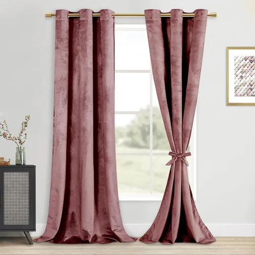 Vista 78 de DWCN - Juego de 2 paneles de cortina de terciopelo con ojales negros, tratamiento de ventanas con aislamiento térmico, apilables, decoración moderna