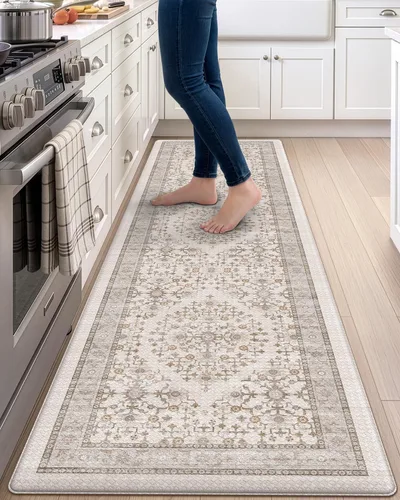 Vista 50 de DEXI Alfombrillas de cocina acolchadas antifatiga, 24 x 87 pulgadas, color Beige claro
