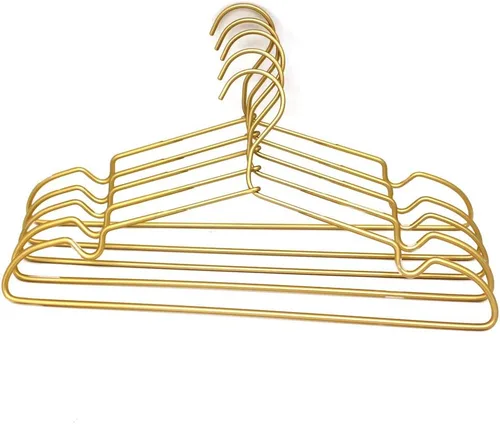 Vista 9 de Perchas de ropa de alta calidad de 16.5 pulgadas de metal dorado con gancho antideslizante para ropa sucia con alambre para ropa, perchas