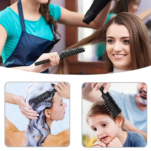 Vista 9 de Cepillo de pelo, 2 piezas de cepillo de ventilación profesional para espalda resbaladiza, cepillo antiestático desenredante para cabello húmedo