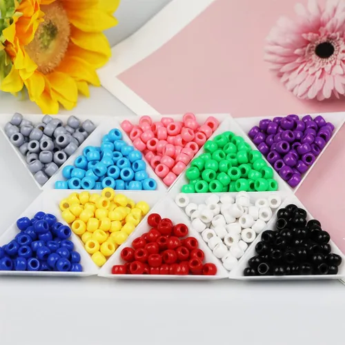 Vista 4 de 500 cuentas de pony negras, cuentas para pulseras, cuentas para trenzas de cabello, cuentas para manualidades, cuentas de plástico, cuentas