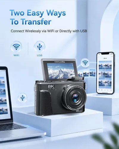 Vista 7 de Cámara digital 8K, cámara de enfoque automático de 88MP para fotografía y Negro