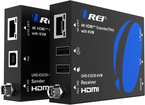 Vista 10 de OREI Extensor HDMI 4K a través de Ethernet, Extensor Balun a través de Cat6/Cat7 con extractor de audio óptico IR hasta 70 metros - Salida en bucle