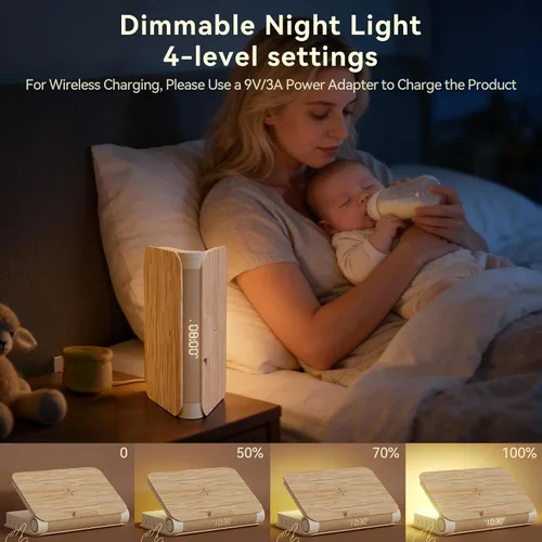 Vista 6 de Vivilumens Relojes Despertadores de Libro Cargador Inalámbrico Altavoz Bluetooth Lámpara de Amanecer Fuerte para Personas con Sueño Pesado Adultos