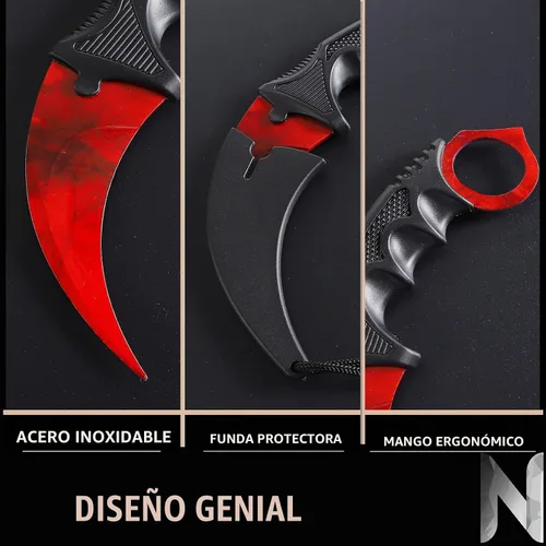 Vista 8 de TOPOINT - Paquete de 2 cuchillos Karambit sin filo de corte sin filo con funda para principiantes (negro y rojo)