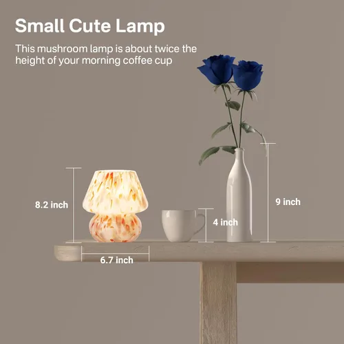 Vista 5 de Dawnwake Lámpara de Mesa con Forma de Hongo para Dormitorio, Pequeñas Lámparas de Escritorio de Mesita de Noche para Sala de Estar, Decoración