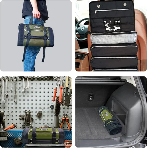 Vista 7 de Bolsa enrollable para herramientas, organizador de llaves, bolsas enrollables, bolsa de herramientas
