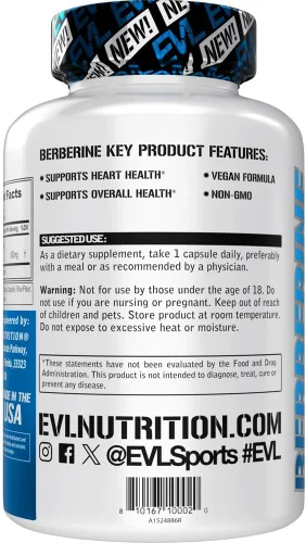 Vista 4 de Evlution Nutrition Berberine - Apoya la salud del corazón y la salud general - 500 mg de berberina pura por porción - Fórmula vegana - Sin OMG