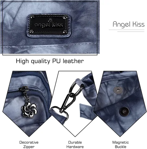 Vista 4 de Angel Kiss Monederos y bolso de mano para mujer, bolso de hombro de piel sintética suave para mujer, bolso de mano con asa superior