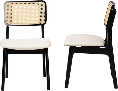 Vista 4 de Baxton Studio Dannon - Juego de 2 sillas de comedor, color crema/negro/marrón claro