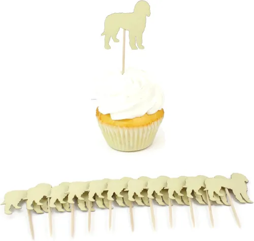 Vista 12 de Juego de 12 adornos para cupcakes de pastor alemán Decoración de pastel de perro negro hecho a mano Decoración de fiesta de cumpleaños