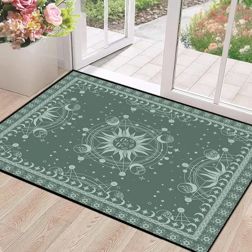 Vista 45 de Alfombra de Sol y Luna Boho Alfombras de Área Celestiales para Dormitorio Residencia Universitaria Sala de Estar Bohemia Oculta Creciente Solar
