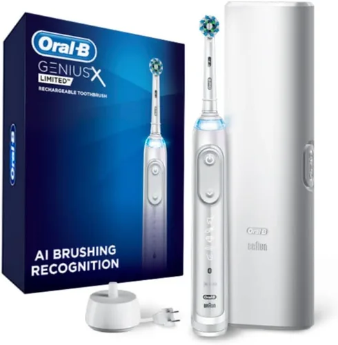 Vista 10 de Oral-B Genius X Limited, cepillo de dientes eléctrico recargable con inteligencia artificial, 1 cabezal de cepillo de repuesto, 1 estuche de viaje