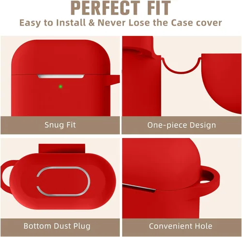 Vista 3 de Hamile Compatible con estuche de AirPods, funda protectora de silicona suave (LED frontal visible) diseñada para AirPods con accesorios de llavero