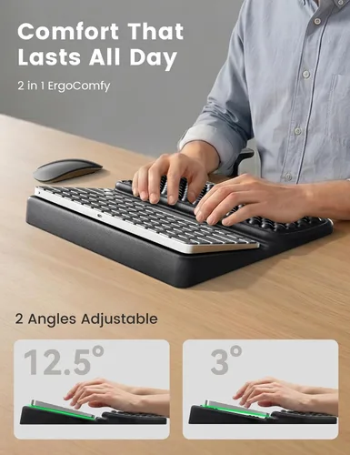 Vista 6 de Vaydeer Reposamuñecas para teclado, soporte de teclado con soporte de muñeca, elevador ergonómico de espuma viscoelástica suave para 60% -65%