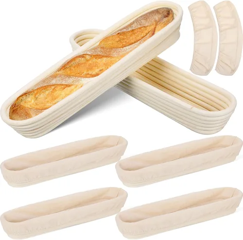 Vista 10 de Vesici Paquete de 6 cestas de 14 pulgadas para baguette Banneton con forro