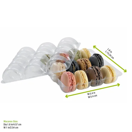 Vista 9 de PacknWood 210MACINS3 - Macaron de plástico transparente, cajas transparentes de macarrón, caja de almacenamiento de macarrones, caja de macarrón