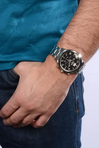 Vista 5 de Seiko SPC153P1, cronógrafo de los hombres, pulsera de acero inoxidable caso & 100m WR, SPC153