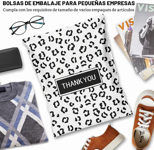 Vista 7 de JinRuiKJ Paquete de 25 sobres de polietileno con estampado de leopardo negro, 10x13, bolsas de envío para ropa, bolsas de correo autoadhesivas
