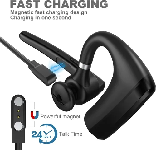 Vista 4 de Auriculares Bluetooth V5.0, auricular Bluetooth inalámbrico 24 horas de llamadas HD, CVC8.0 con cancelación de ruido de doble micrófono, manos