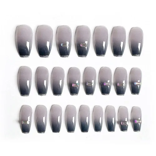 Vista 75 de Uñas postizas francesas a presión, uñas postizas largas de acrílico con forma de ataúd de cobertura completa, uñas postizas de bailarina