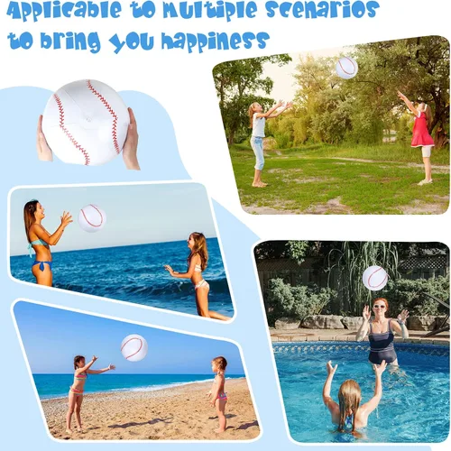 Vista 5 de Zhanmai Paquete de 6 pelotas inflables de béisbol de 16 pulgadas, pelota de playa de béisbol inflable grande con bomba para adultos, adolescentes